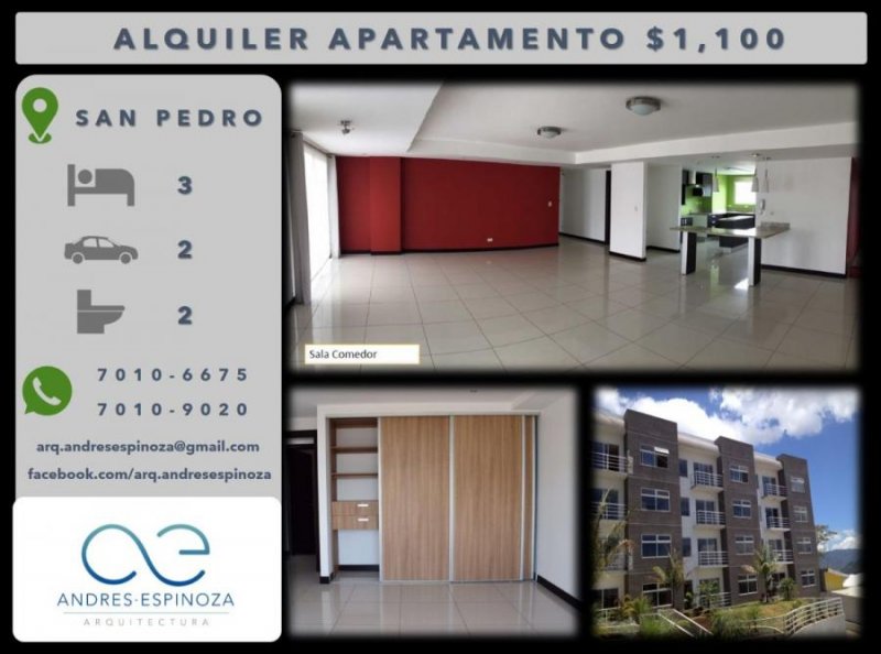 Foto Apartamento en Alquiler en San Pedro, San José - U$D 1.100 - APA23477 - BienesOnLine