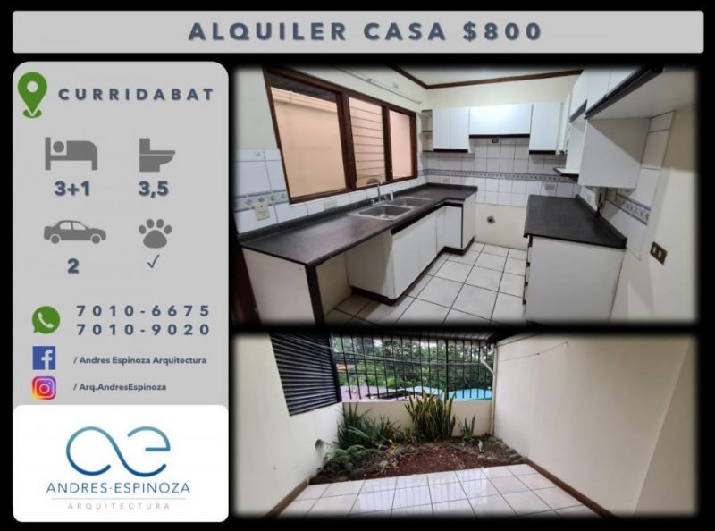 Foto Casa en Alquiler en Curridabat, San José - U$D 800 - CAA27633 - BienesOnLine