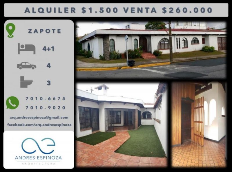 Foto Casa en Alquiler en Zapote, San José - U$D 1.500 - CAA21662 - BienesOnLine