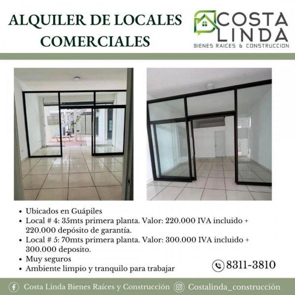 Alquiler de Locales Comerciales en Guápiles