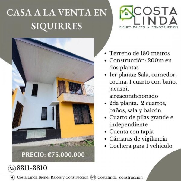 Casa a la venta en Siquirres