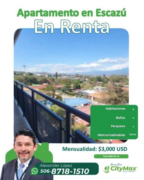 Foto Apartamento en Alquiler en Bello Horizonte, Escazú, San José - U$D 3.000 - APA97474 - BienesOnLine