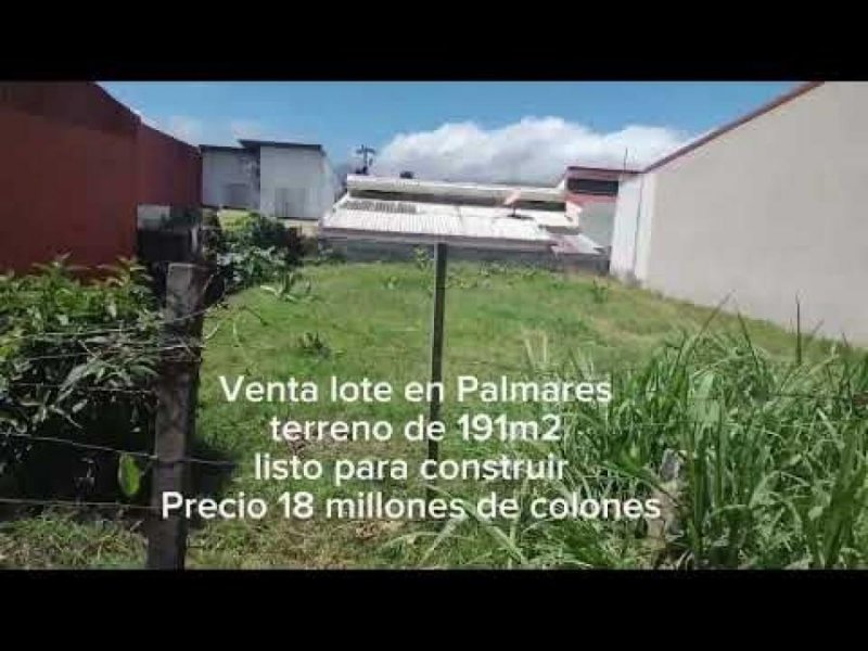 Foto Terreno en Venta en ESQUIPULAS PALMARES, Palmares, Alajuela - ¢ 18.000.000 - TEV112266 - BienesOnLine