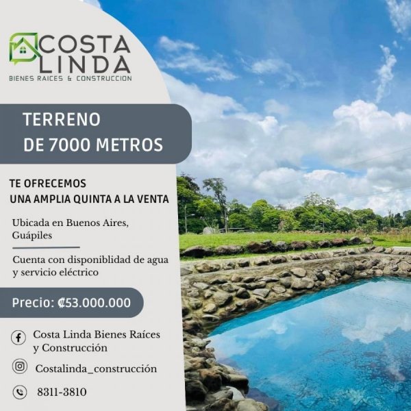 Foto Terreno en Venta en Buenos Aires, Guápiles, Limón - ¢ 53.000.000 - TEV81508 - BienesOnLine