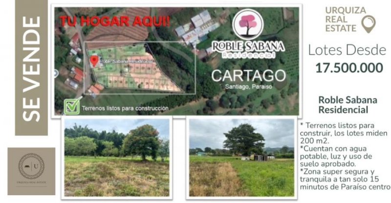 Terreno en Venta en  Paraíso, Cartago