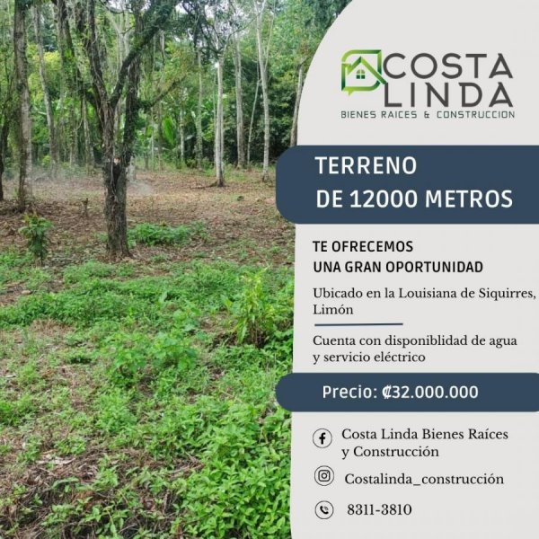 Terreno a la venta en Louisiana, Siquirres