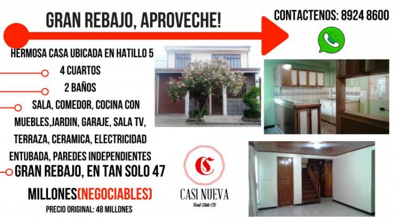 Foto Casa en Venta en Hatillo, San José - ¢ 47.000.000 - CAV13880 - BienesOnLine